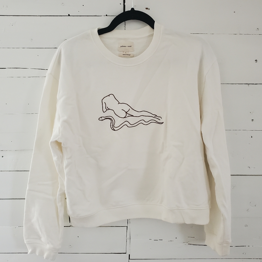 PALOMA WOOL sweater with novelty snake and lady embroidery